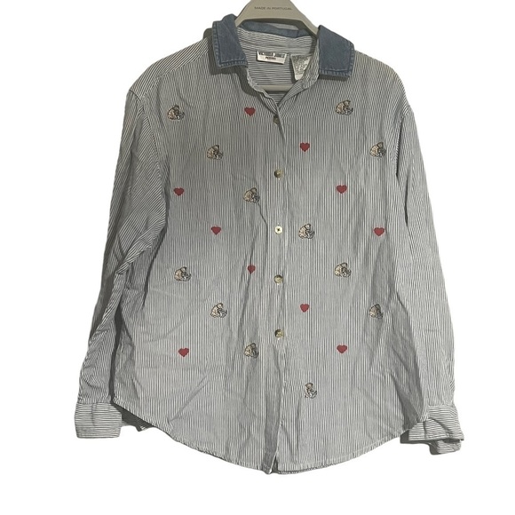 Vintage embroidered Cat button down blouse - Picture 1 of 11